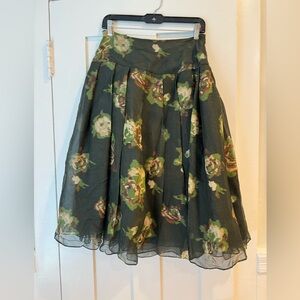 Worth NY silk Floral Green Skirt